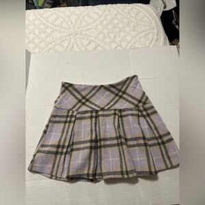 Francesca's Collections Lavender and Beige Plaid Skater Skirt